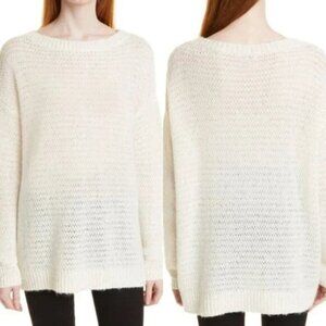 NORDSTROM SIGNATURE Cashmere Sparkly Cream Sweater with Silver Sequins L NWT
